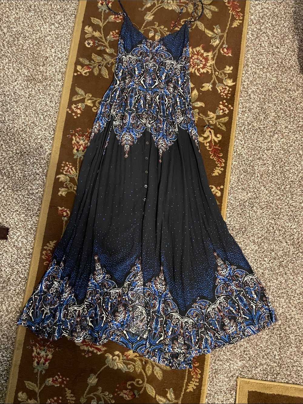Free People Black and Blue Paisley Maxi Dress